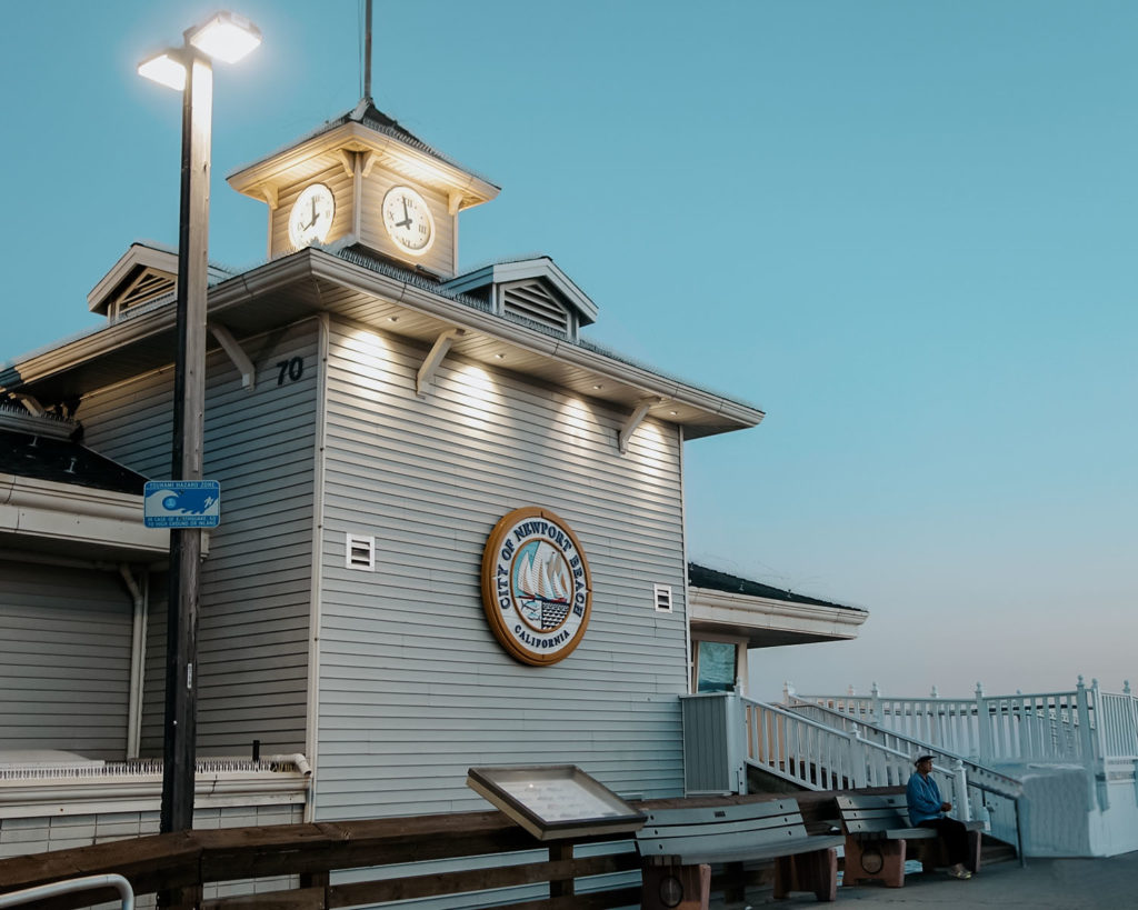 Newport Beach Pier House with a little Clock Tower